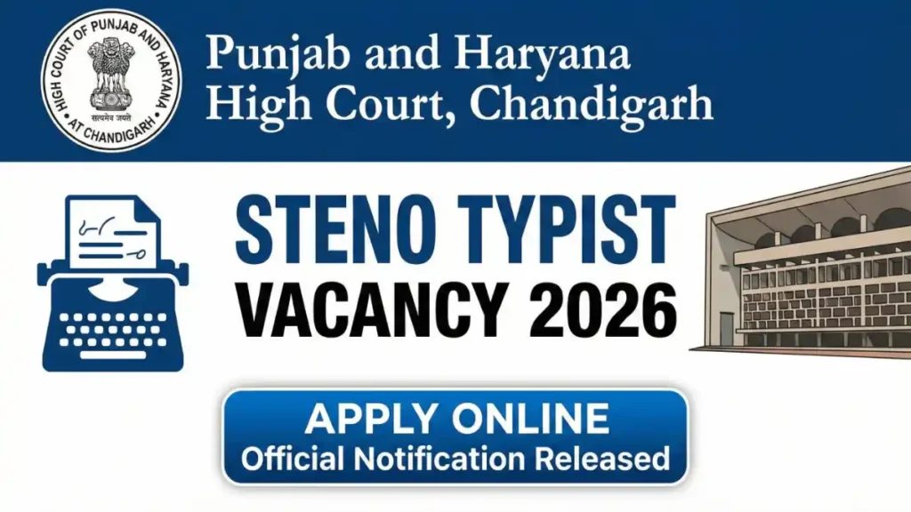 Punjab And Haryana High Court Chandigarh Steno Typist Vacancy 2026