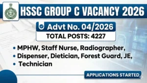 HSSC Group C Advt 4/26 Vacancy 2026