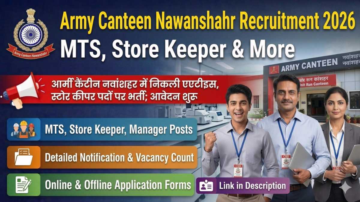 Army Canteen Nawanshahr Recruitment 2026