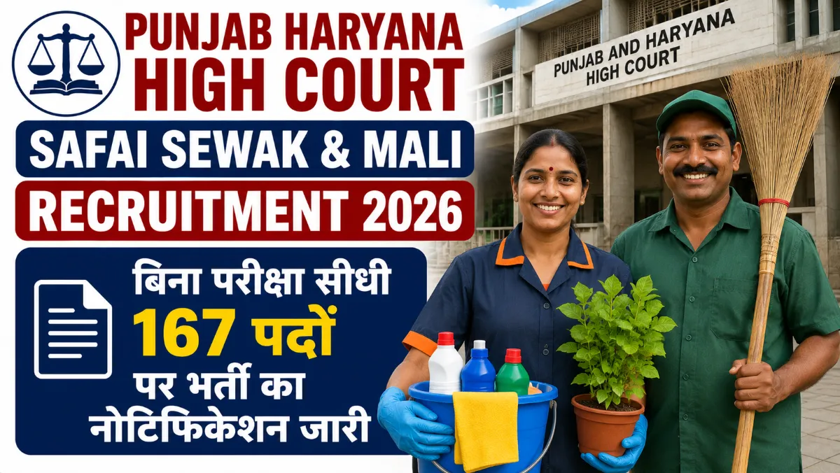 Punjab Haryana High Court Safai Sewak & Mali Recruitment 2026