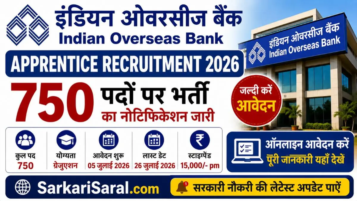 Indian Overseas Bank Apprentice Recruitment 2026