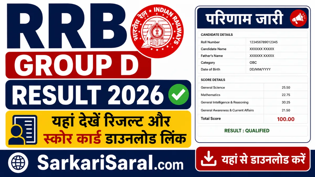 RRB Group D Result 2026 OUT CEN 08/2024