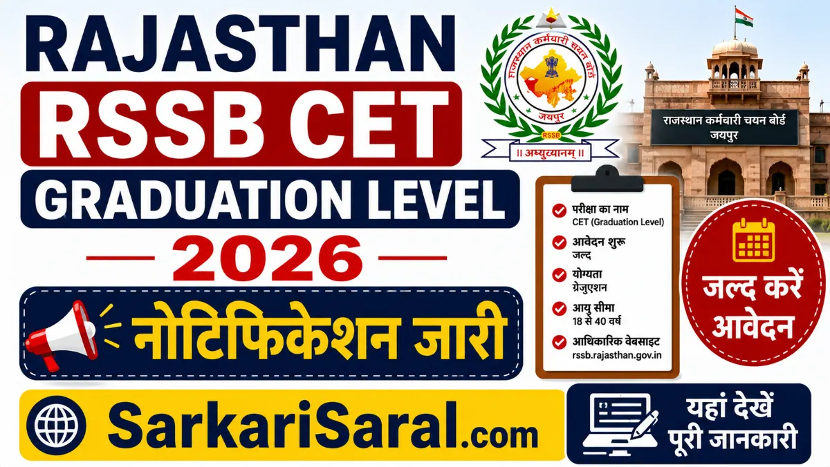 Rajasthan RSSB CET Graduation Level 2026 Notification