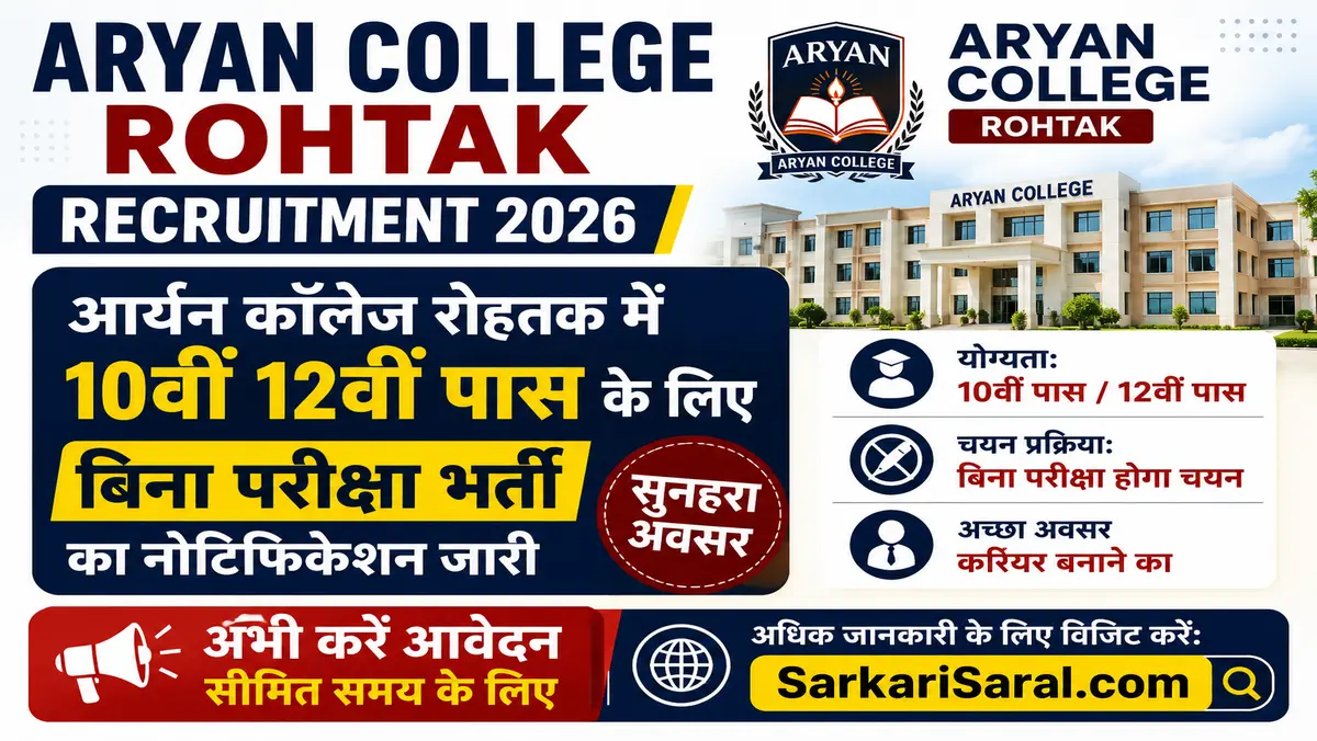 Aaryan College Rohtak Recruitment 2026