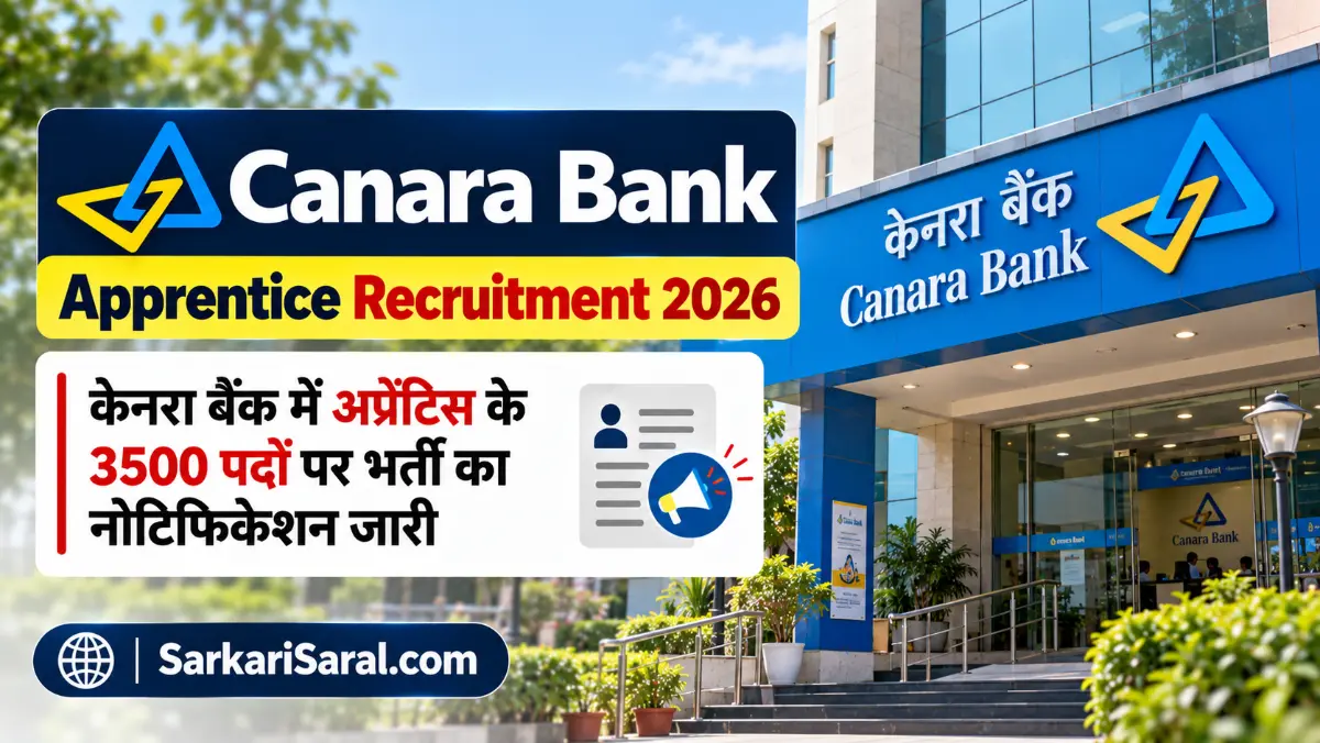 Canara Bank Apprentice Recruitment 2026: केनरा बैंक में अप्रेंटिस के 3500 पदों पर भर्ती का नोटिफिकेशन जारी Canara Bank Apprentice Recruitment 2026