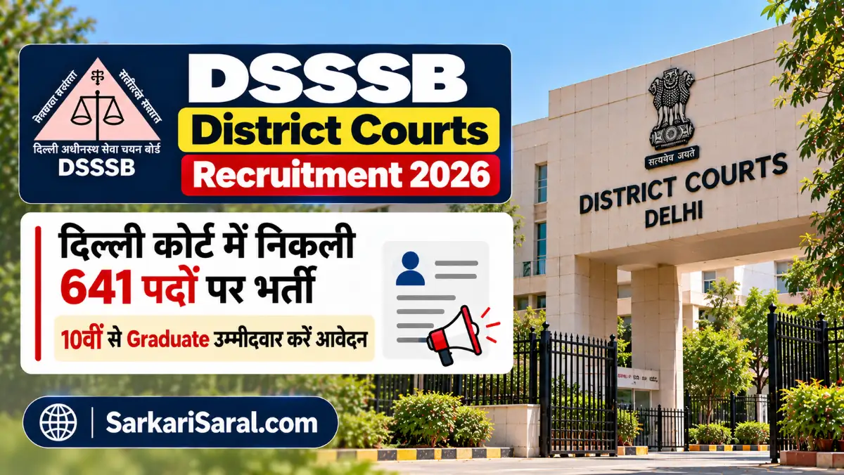 DSSSB District Courts Recruitment 2026: दिल्ली कोर्ट में निकली 641 विभिन्न पदों पर भर्ती, 10वीं से Graduate उम्मीदवार करें आवेदन DSSSB District Courts Recruitment 2026