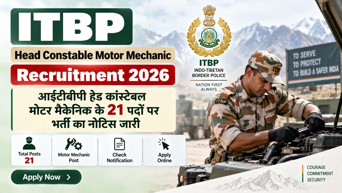 ITBP Head Constable Motor Mechanic Recruitment 2026