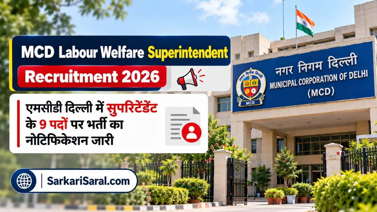 MCD Labour Welfare Superintendent Recruitment 2026