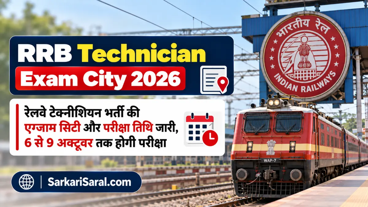 RRB Technician Exam City 2026