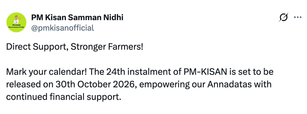 PM Kisan Yojana 24th Installment